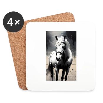 Horse | Horseback riding | Animal | Mount | Colorful - Coasters (set of 4) - white - Front