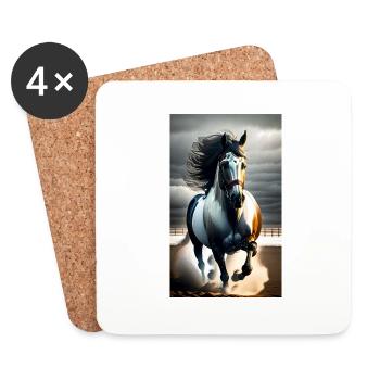 Horse | Horseback riding | Animal | Mount | Colorful - Coasters (set of 4) - white - Front