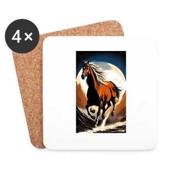Cheval | Équitation | Animal | Monture | Coloré - Dessous de verre (lot de 4) - blanc - Devant