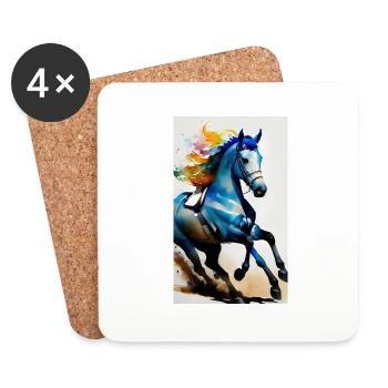 Horse | Horseback riding | Animal | Mount | Colorful - Coasters (set of 4) - white - Front