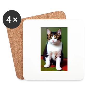 Katze | Haustier | Katzenfan | niedlich | Kätzchen - Untersetzer (4er-Set) - Weiß - Vorne