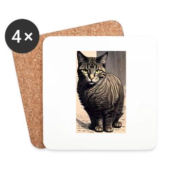 Katze | Haustier | Katzenfan | niedlich | Kätzchen - Untersetzer (4er-Set) - Weiß - Vorne