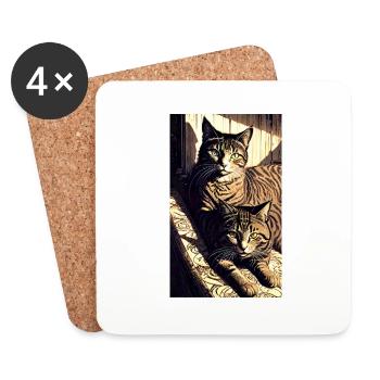 Katze | Haustier | Katzenfan | niedlich | Kätzchen - Untersetzer (4er-Set) - Weiß - Vorne