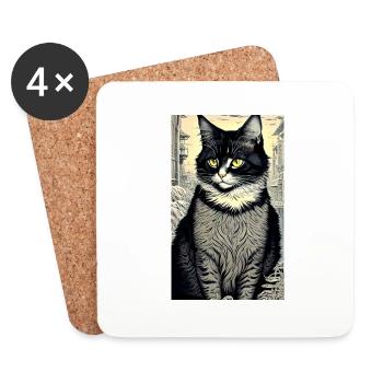 Katze | Haustier | Katzenfan | niedlich | Kätzchen - Untersetzer (4er-Set) - Weiß - Vorne