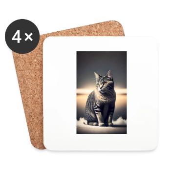 Katze | Haustier | Katzenfan | niedlich | Kätzchen - Untersetzer (4er-Set) - Weiß - Vorne