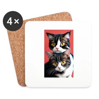 Katze | Haustier | Katzenfan | niedlich | Kätzchen - Untersetzer (4er-Set) - Weiß - Vorne