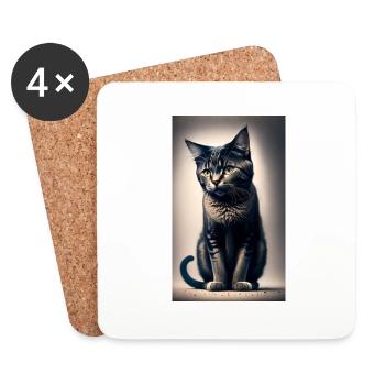 Katze | Haustier | Katzenfan | niedlich | Kätzchen - Untersetzer (4er-Set) - Weiß - Vorne