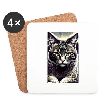 Katze | Haustier | Katzenfan | niedlich | Kätzchen - Untersetzer (4er-Set) - Weiß - Vorne