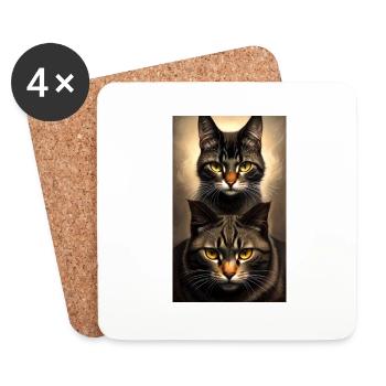 Katze | Haustier | Katzenfan | niedlich | Kätzchen - Untersetzer (4er-Set) - Weiß - Vorne