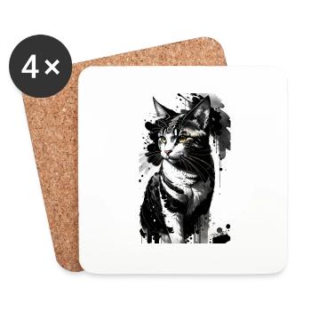 Katze | Haustier | Katzenfan | niedlich | Kätzchen - Untersetzer (4er-Set) - Weiß - Vorne