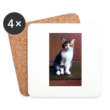 Katze | Haustier | Katzenfan | niedlich | Kätzchen - Untersetzer (4er-Set) - Weiß - Vorne