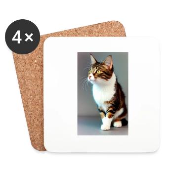 Katze | Haustier | Katzenfan | niedlich | Kätzchen - Untersetzer (4er-Set) - Weiß - Vorne