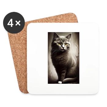 Katze | Haustier | Katzenfan | niedlich | Kätzchen - Untersetzer (4er-Set) - Weiß - Vorne