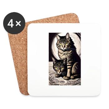 Katze | Haustier | Katzenfan | niedlich | Kätzchen - Untersetzer (4er-Set) - Weiß - Vorne