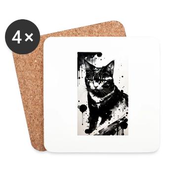 Katze | Haustier | Katzenfan | niedlich | Kätzchen - Untersetzer (4er-Set) - Weiß - Vorne