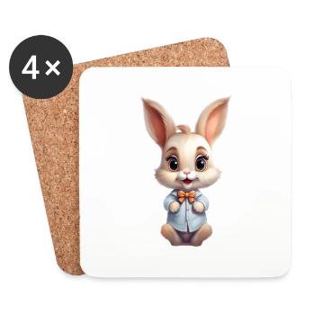 Mignon Lapin Bébé - Dessous de verre (lot de 4) - blanc - Devant