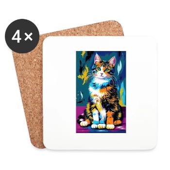 Katze | Haustier | Katzenfan | niedlich | Kätzchen - Untersetzer (4er-Set) - Weiß - Vorne