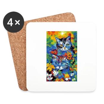 Katze | Haustier | Katzenfan | niedlich | Kätzchen - Untersetzer (4er-Set) - Weiß - Vorne