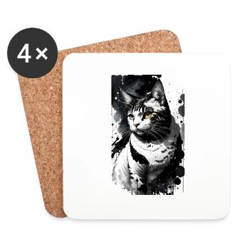 Katze | Haustier | Katzenfan | niedlich | Kätzchen - Untersetzer (4er-Set) - Weiß - Vorne