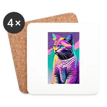 Katze | Haustier | Katzenfan | niedlich | Kätzchen - Untersetzer (4er-Set) - Weiß - Vorne