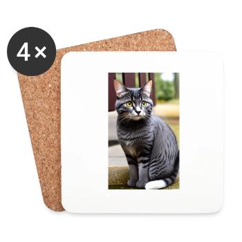 Katze | Haustier | Katzenfan | niedlich | Kätzchen - Untersetzer (4er-Set) - Weiß - Vorne