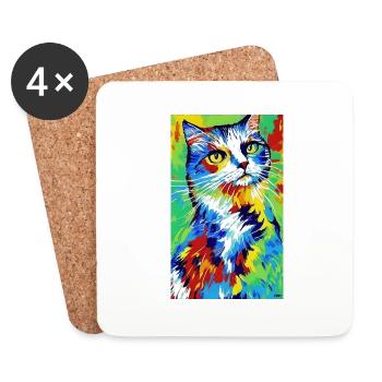 Katze | Haustier | Katzenfan | niedlich | Kätzchen - Untersetzer (4er-Set) - Weiß - Vorne