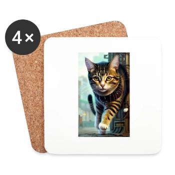 Katze | Haustier | Katzenfan | niedlich | Kätzchen - Untersetzer (4er-Set) - Weiß - Vorne
