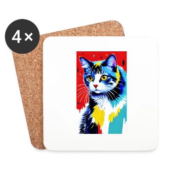 Katze | Haustier | Katzenfan | niedlich | Kätzchen - Untersetzer (4er-Set) - Weiß - Vorne