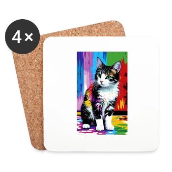Katze | Haustier | Katzenfan | niedlich | Kätzchen - Untersetzer (4er-Set) - Weiß - Vorne