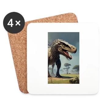 Dinosaures | T-Rex | Tyrannosaure - Dessous de verre (lot de 4) - blanc - Devant