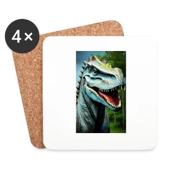 Dinosaures | T-Rex | Tyrannosaure - Dessous de verre (lot de 4) - blanc - Devant