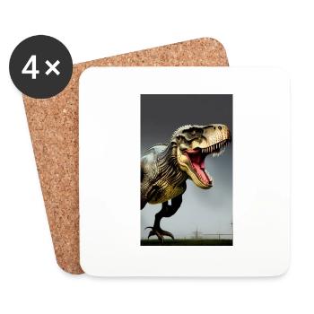 Dinosaures | T-Rex | Tyrannosaure - Dessous de verre (lot de 4) - blanc - Devant