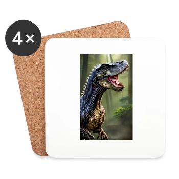 Dinosaures | T-Rex | Tyrannosaure - Dessous de verre (lot de 4) - blanc - Devant