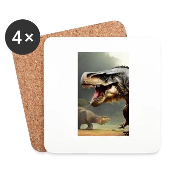 Dinosaures | T-Rex | Tyrannosaure - Dessous de verre (lot de 4) - blanc - Devant