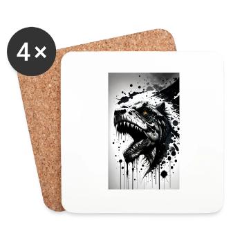 Dinosaures | T-Rex | Tyrannosaure - Dessous de verre (lot de 4) - blanc - Devant