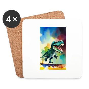 Dinosaures | T-Rex | Tyrannosaure - Dessous de verre (lot de 4) - blanc - Devant
