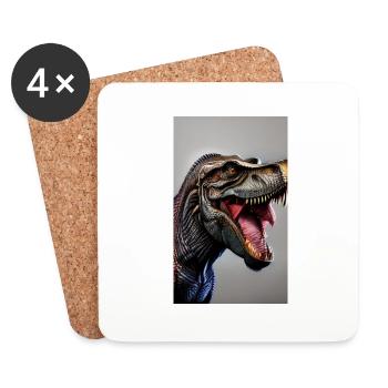 Dinosaures | T-Rex | Tyrannosaure - Dessous de verre (lot de 4) - blanc - Devant