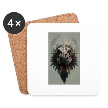Dinosaures | T-Rex | Tyrannosaure - Dessous de verre (lot de 4) - blanc - Devant