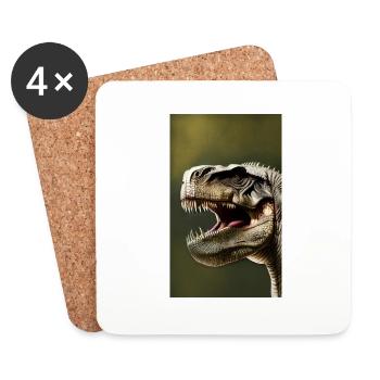 Dinosaures | T-Rex | Tyrannosaure - Dessous de verre (lot de 4) - blanc - Devant