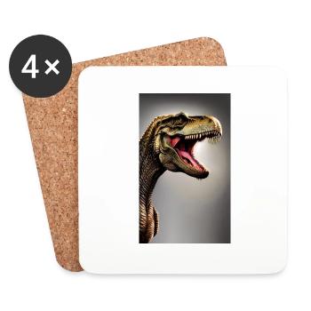 Dinosaures | T-Rex | Tyrannosaure - Dessous de verre (lot de 4) - blanc - Devant