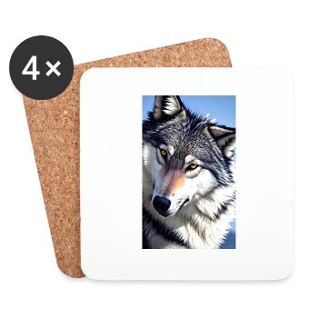 Loup | Prédateur | Chien | Mystique - Dessous de verre (lot de 4) - blanc - Devant