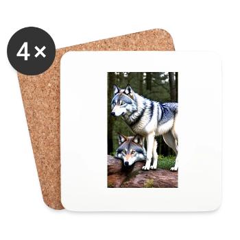 Loup | Prédateur | Chien | Mystique - Dessous de verre (lot de 4) - blanc - Devant
