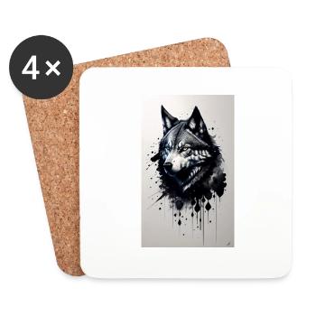 Wolf | Predator | Dog | Mystical - Coasters (set of 4) - white - Front