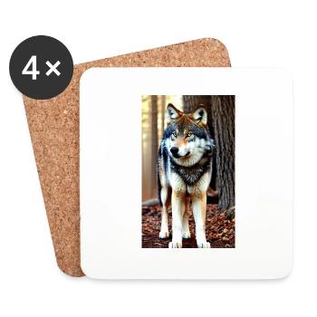 Loup | Prédateur | Chien | Mystique - Dessous de verre (lot de 4) - blanc - Devant