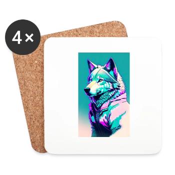 Loup | Prédateur | Chien | Mystique - Dessous de verre (lot de 4) - blanc - Devant