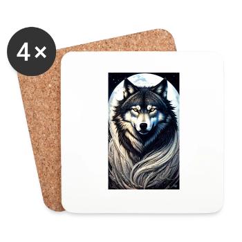 Loup | Prédateur | Chien | Mystique - Dessous de verre (lot de 4) - blanc - Devant