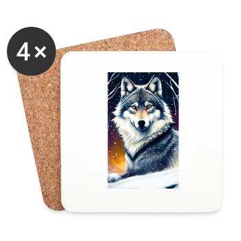 Loup | Prédateur | Chien | Mystique - Dessous de verre (lot de 4) - blanc - Devant