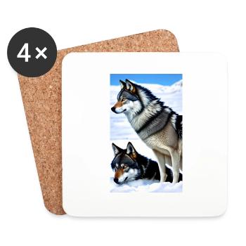 Wolf | Predator | Dog | Mystical - Coasters (set of 4) - white - Front