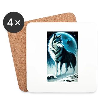 Loup | Prédateur | Chien | Mystique - Dessous de verre (lot de 4) - blanc - Devant