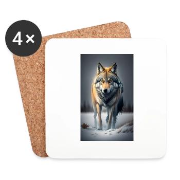 Loup | Prédateur | Chien | Mystique - Dessous de verre (lot de 4) - blanc - Devant